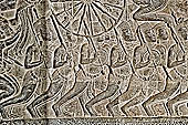Angkor Wat temple, the bas-reliefs of the third enclosure. West Gallery Southern Part: the battle of Kuruksetra 
